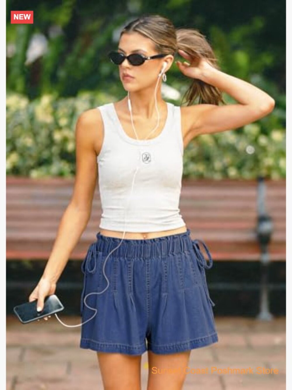 High Waisted Wide Leg Pleated Denim Shorts with Pockets - Summer Jorts - Picture 7 of 7